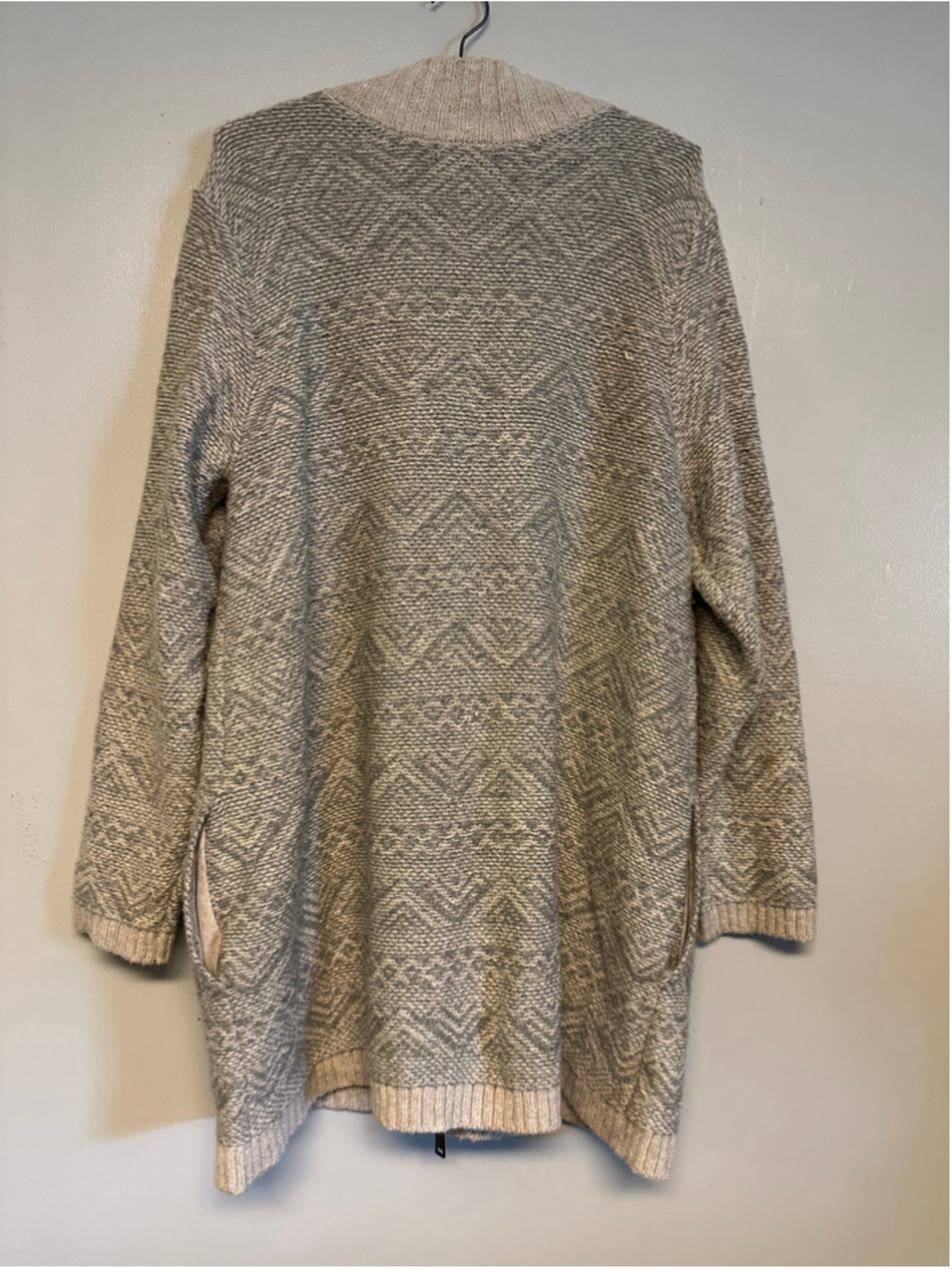 J.Jill Zip-Front Cardigan Sweater, Size Large, Grey and Beige - Picture 3 of 8